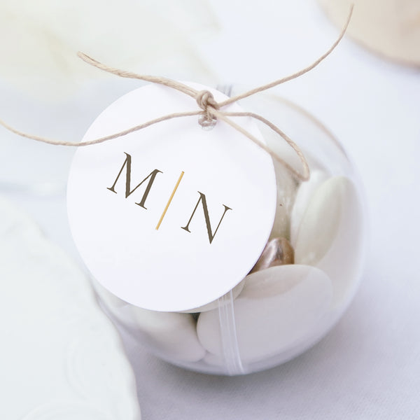 Boîte à dragées Mariage boule avec étiquette ronde Dorure élégante photo