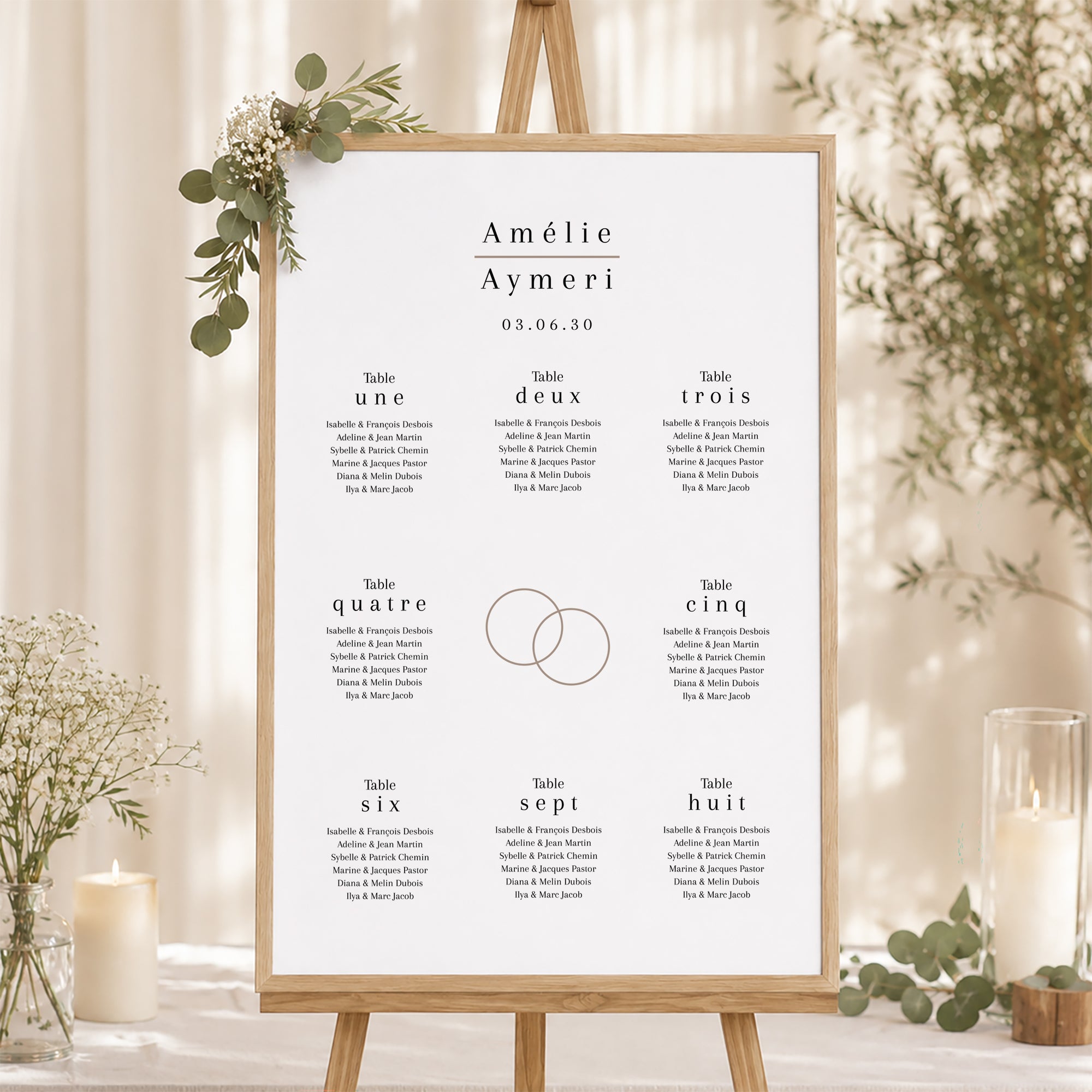 Plan de table Mariage Portrait Destins liés photo N° 1