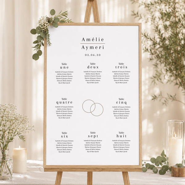 Plan de table Mariage Portrait Destins liés photo