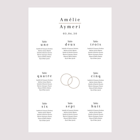 Plan de table Mariage Portrait Destins liés