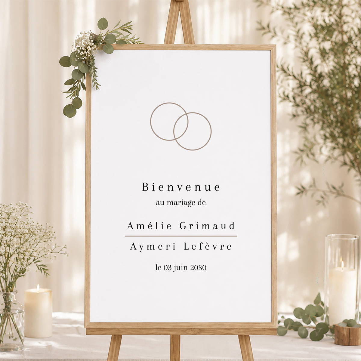 Panneau bienvenue Mariage Portrait 60 x 90 cm Destins liés photo N° 1