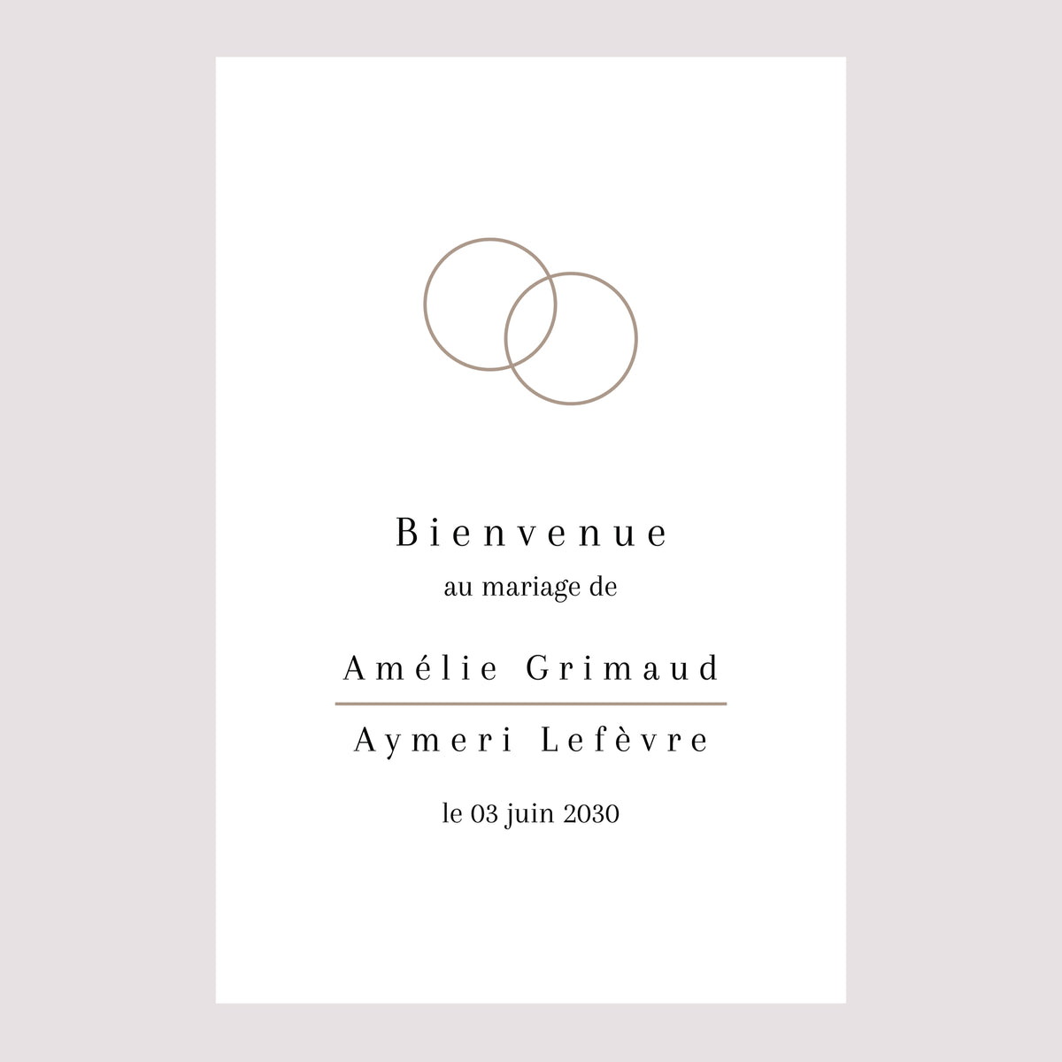 Panneau bienvenue Mariage Portrait 60 x 90 cm Destins liés photo N° 2