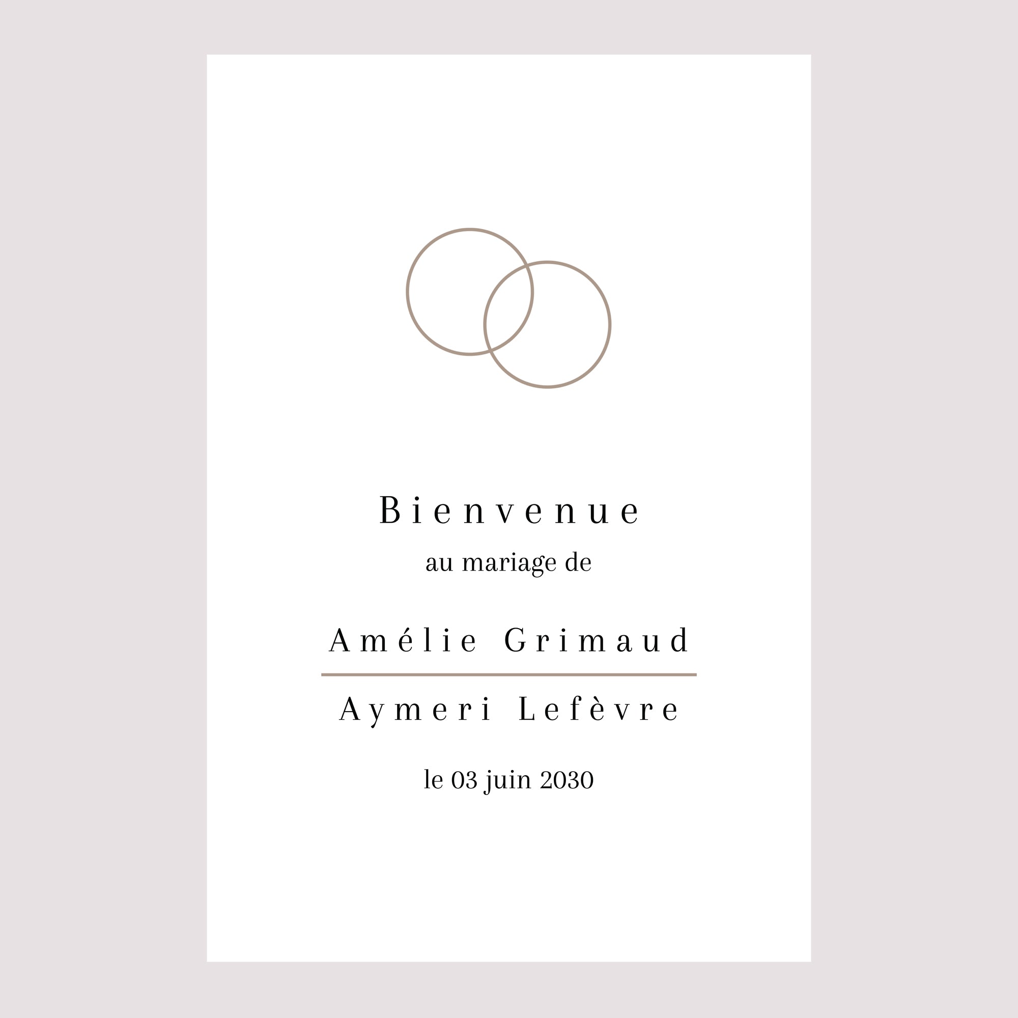 Panneau bienvenue Mariage Portrait 60 x 90 cm Destins liés photo N° 2