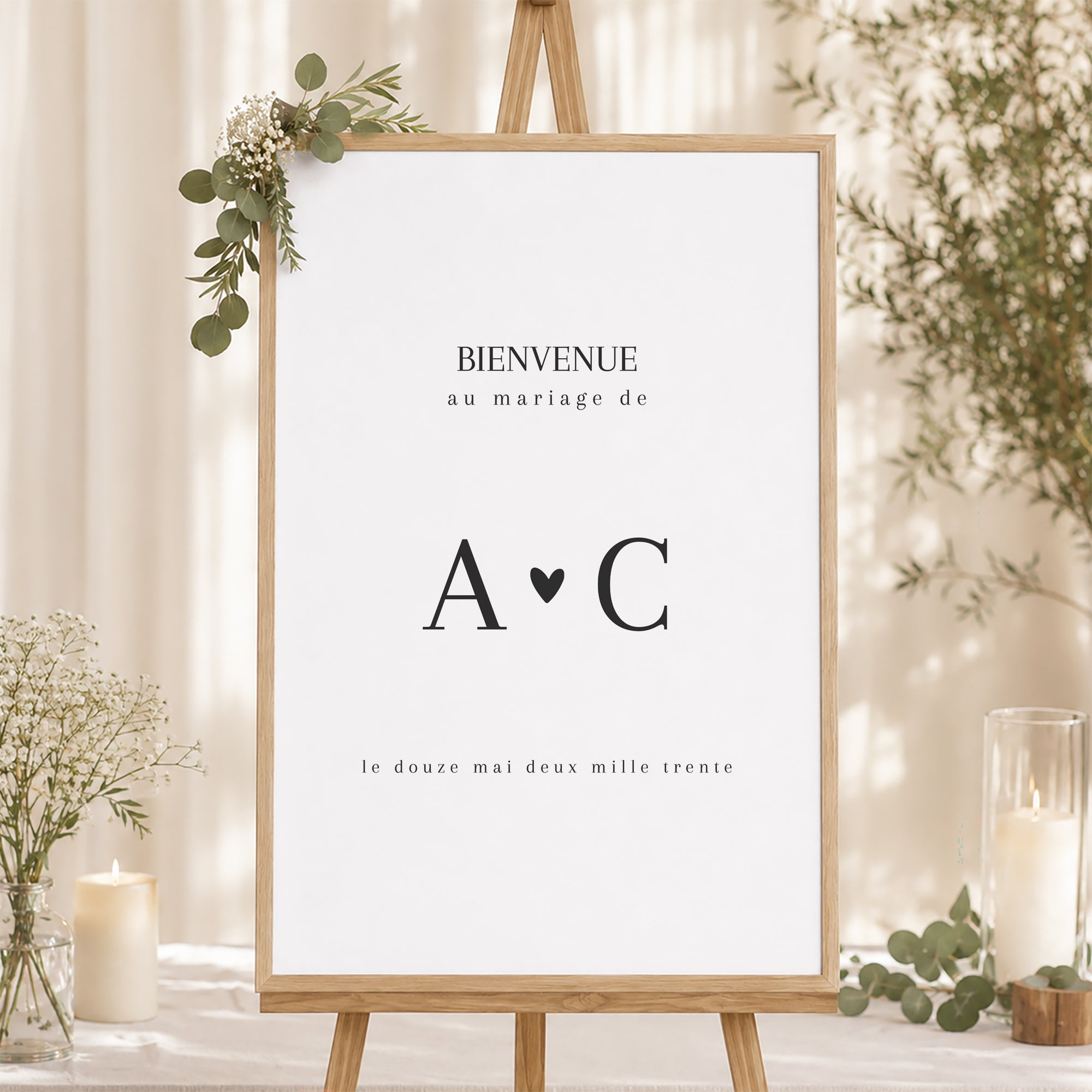 Panneau bienvenue Mariage Portrait 60 x 90 cm Amour immense photo N° 1