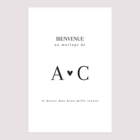 Panneau bienvenue Mariage Portrait 60 x 90 cm Amour immense