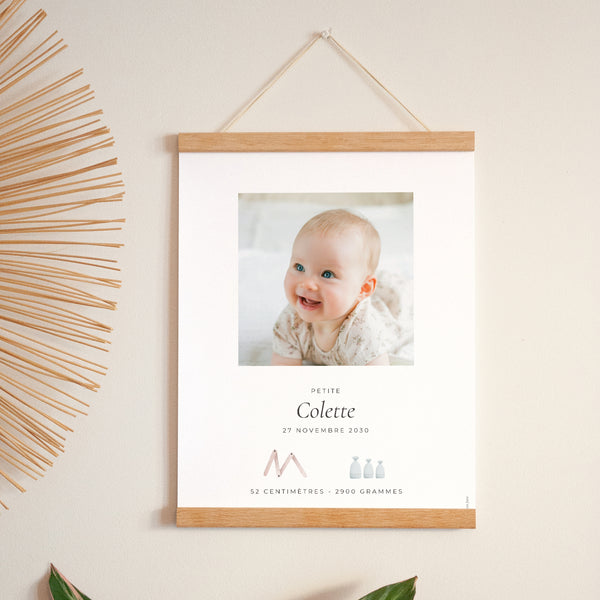 Affiche Naissance Portrait 30 x 40 cm Douceur d'Aquarelle photo