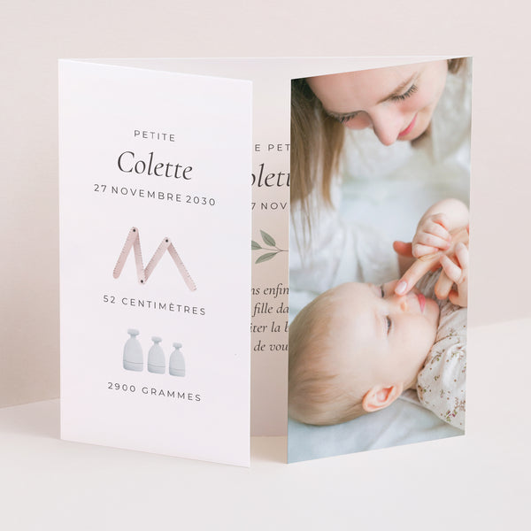 Faire-part Naissance Triptyque ouverture fenêtre Douceur d'Aquarelle photo