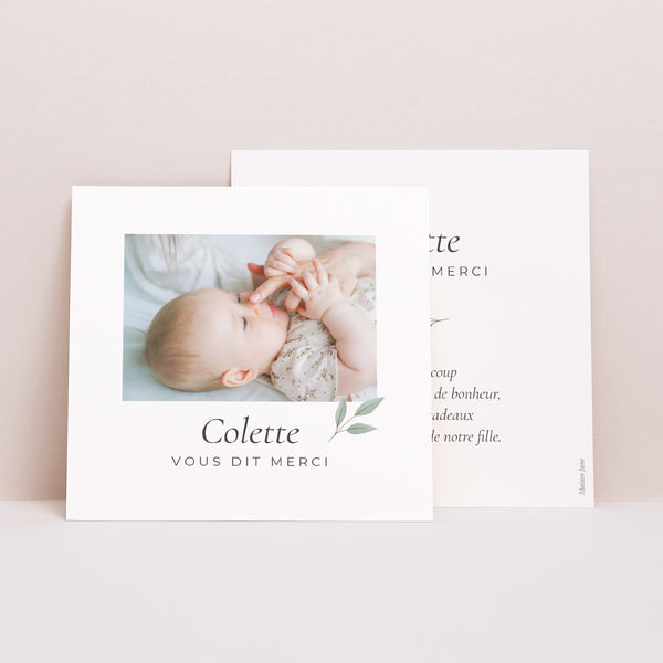 Remerciements Naissance Carré Douceur d'Aquarelle photo