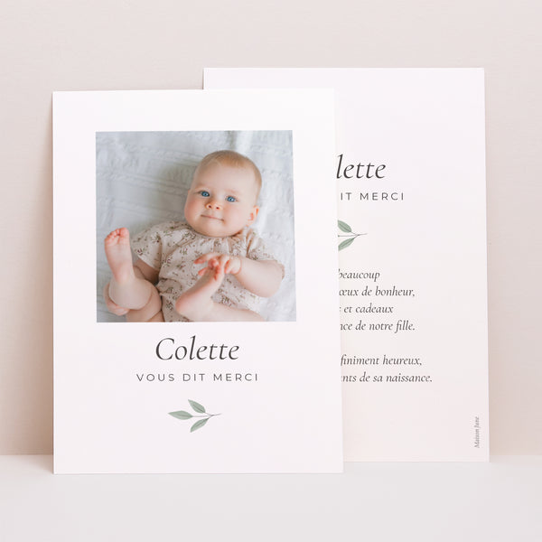 Remerciements Naissance Portrait Douceur d'Aquarelle photo