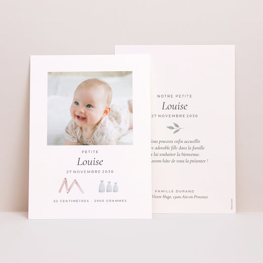 Faire-part Naissance Portrait Douceur d'Aquarelle photo