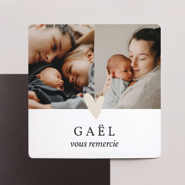 Remerciements Naissance Lot de 9, magnétique Coeur dorure multiphotos photo
