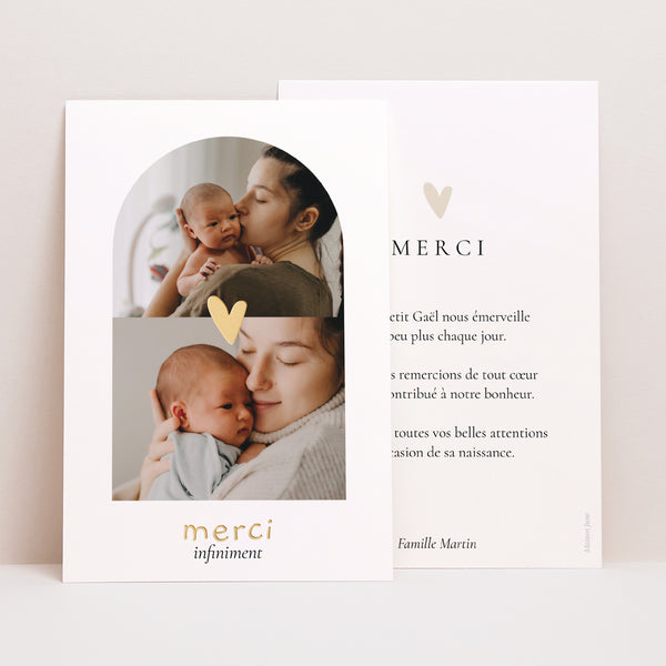 Remerciements Naissance Portrait Coeur dorure multiphotos photo