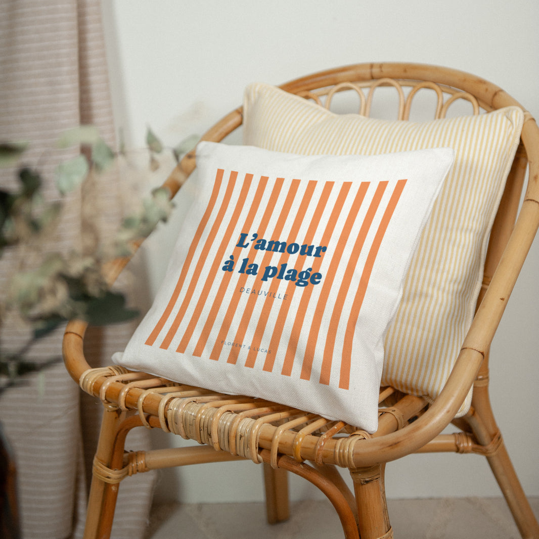 Coussin Objets Beige naturel L'amour à la plage orange photo N° 2