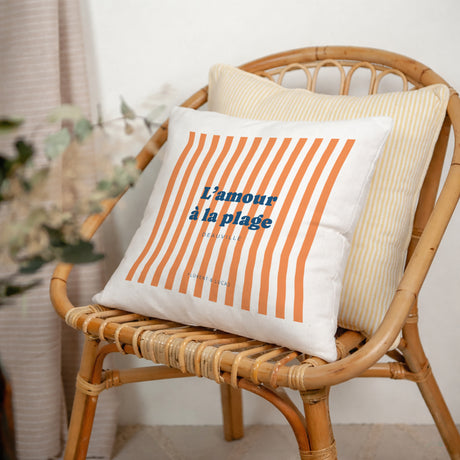 Coussin Objets Beige naturel L'amour à la plage orange