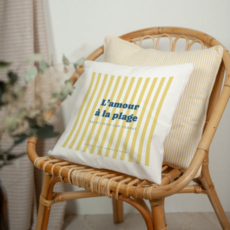 Coussin Objets Beige naturel L'amour à la plage jaune