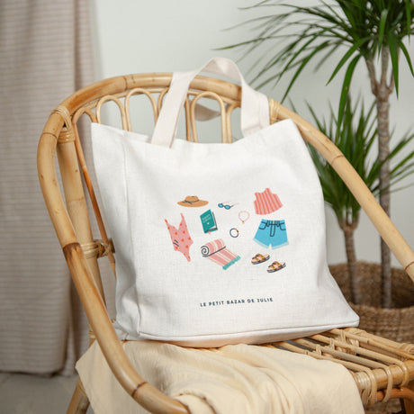 Tote bag Objets Anse en toile Le bazar de