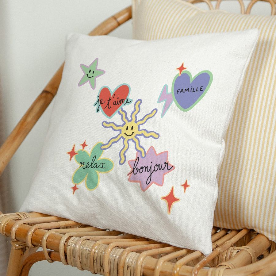 Coussin Objets Beige naturel Stickers d'Amour photo