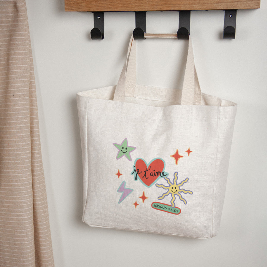 Tote bag Objets Anse en toile Stickers d'Amour photo