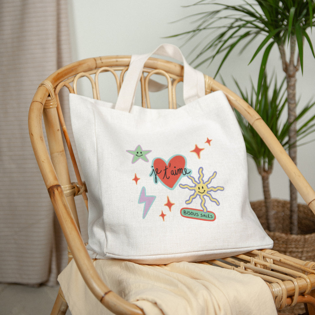 Tote bag Objets Anse en toile Stickers d'Amour photo N° 2