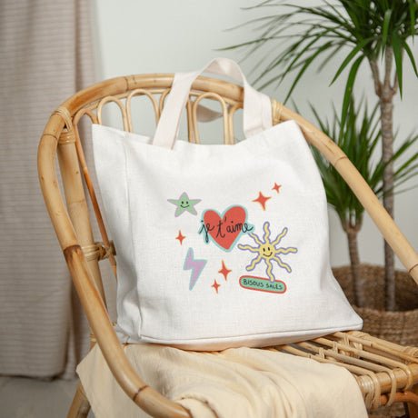 Tote bag Objets Anse en toile Stickers d'Amour