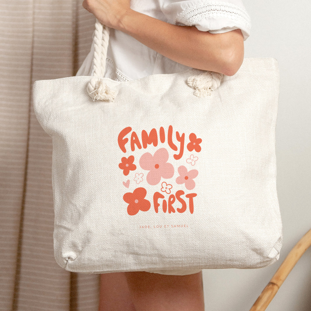 Sac de plage Objets Anse en corde Family First Pop photo N° 2