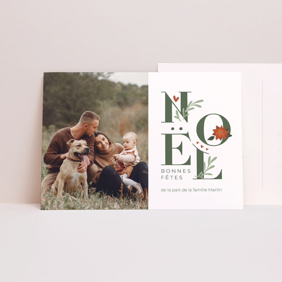 Carte de voeux Fin d'année Paysage Lettres de Noël photo