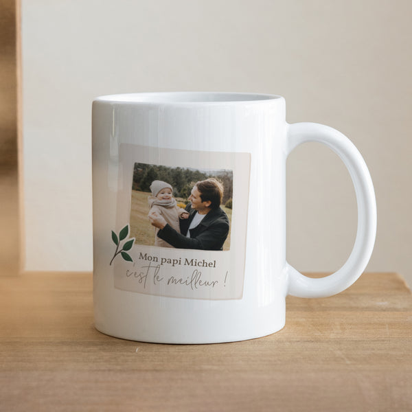 Mug Fin d'année Blanc Stickers noël photo