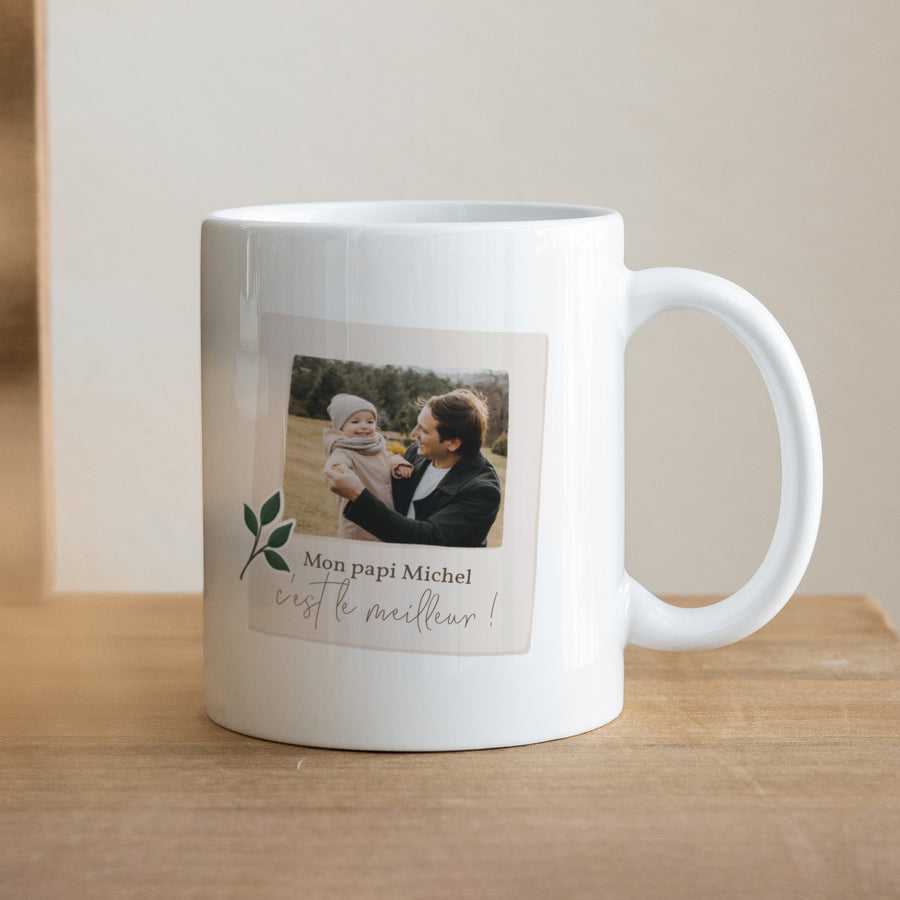 Mug Fin d'année Blanc Stickers noël photo