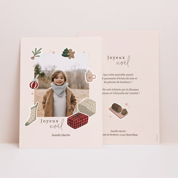Carte de Noel Fin d'année Portrait Stickers noël photo