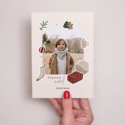 Carte de Noel Fin d'année Portrait Stickers noël photo N° 2