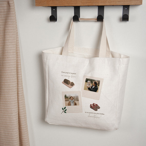 Tote bag Fin d'année Anse en toile Stickers noël photo