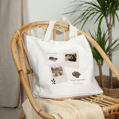 Tote bag Fin d'année Anse en toile Stickers noël