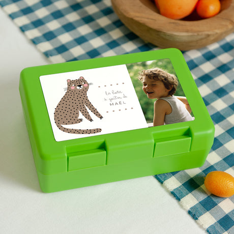 Boite goûter Objets Verte Petit Jaguar