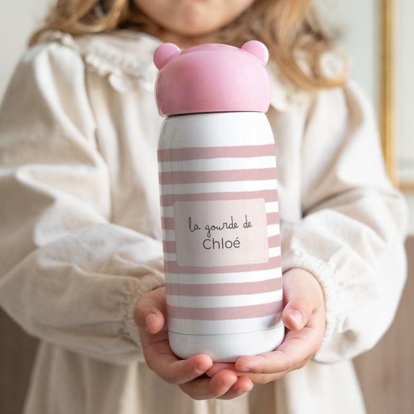 Gourde enfant Objets Rose, 32 cl Rayures roses photo