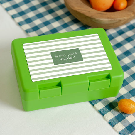 Boite goûter Objets Verte Rayures vertes
