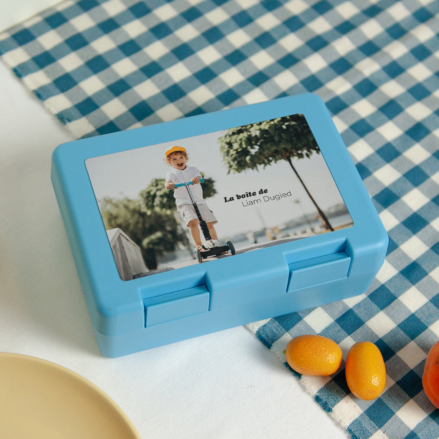 Boite goûter Objets Bleue Photo personnalisable photo