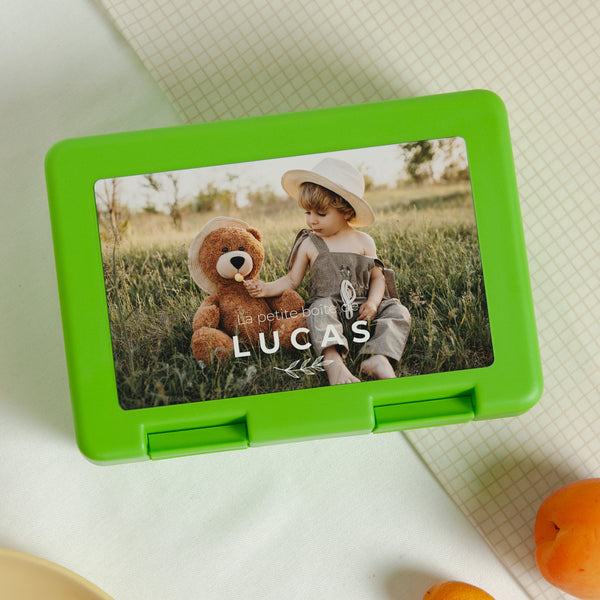 Boite goûter Objets Verte Photo personnalisable photo