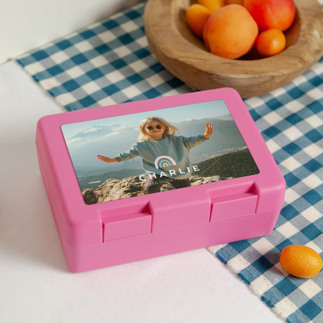 Boite goûter Objets Rose Photo personnalisable