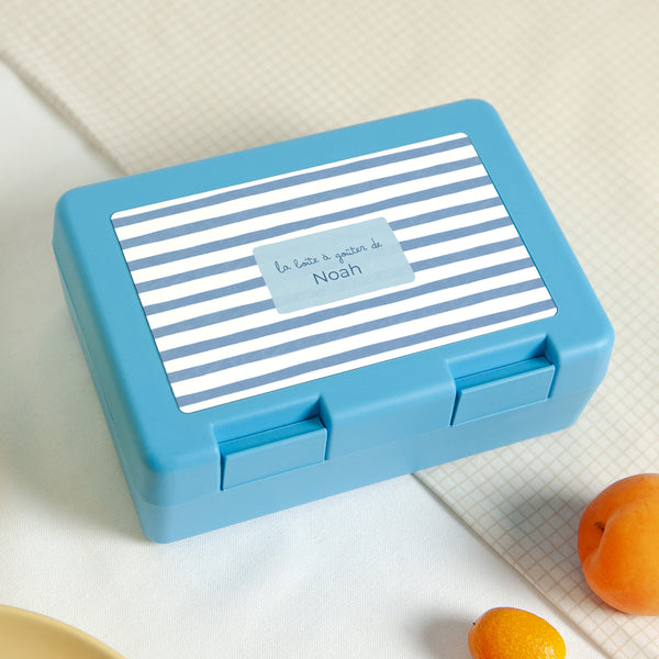 Boite goûter Objets Bleue Rayures bleues photo