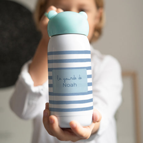 Gourde enfant Objets Bleue, 32 cl Rayures bleues