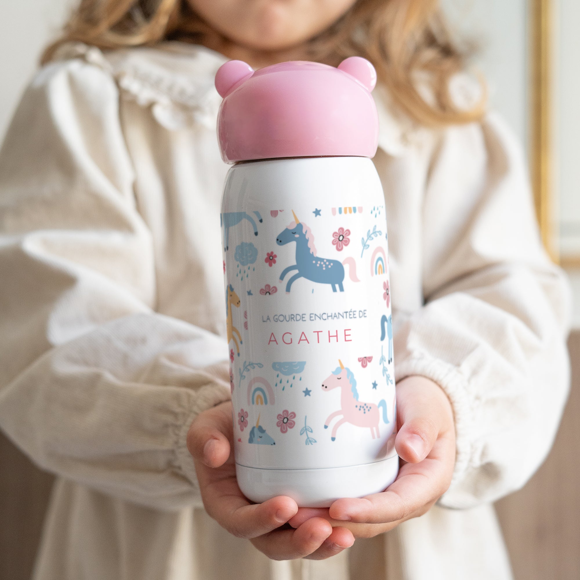 Gourde enfant Objets Rose, 32 cl Licornes enchantées photo N° 1