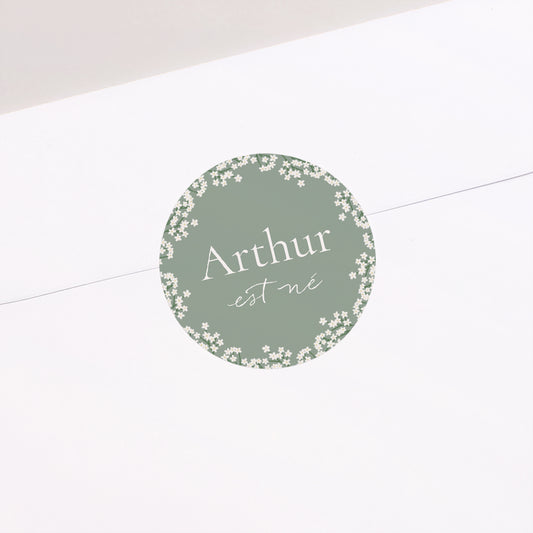 Sticker Naissance Rond Médaillon Nature photo