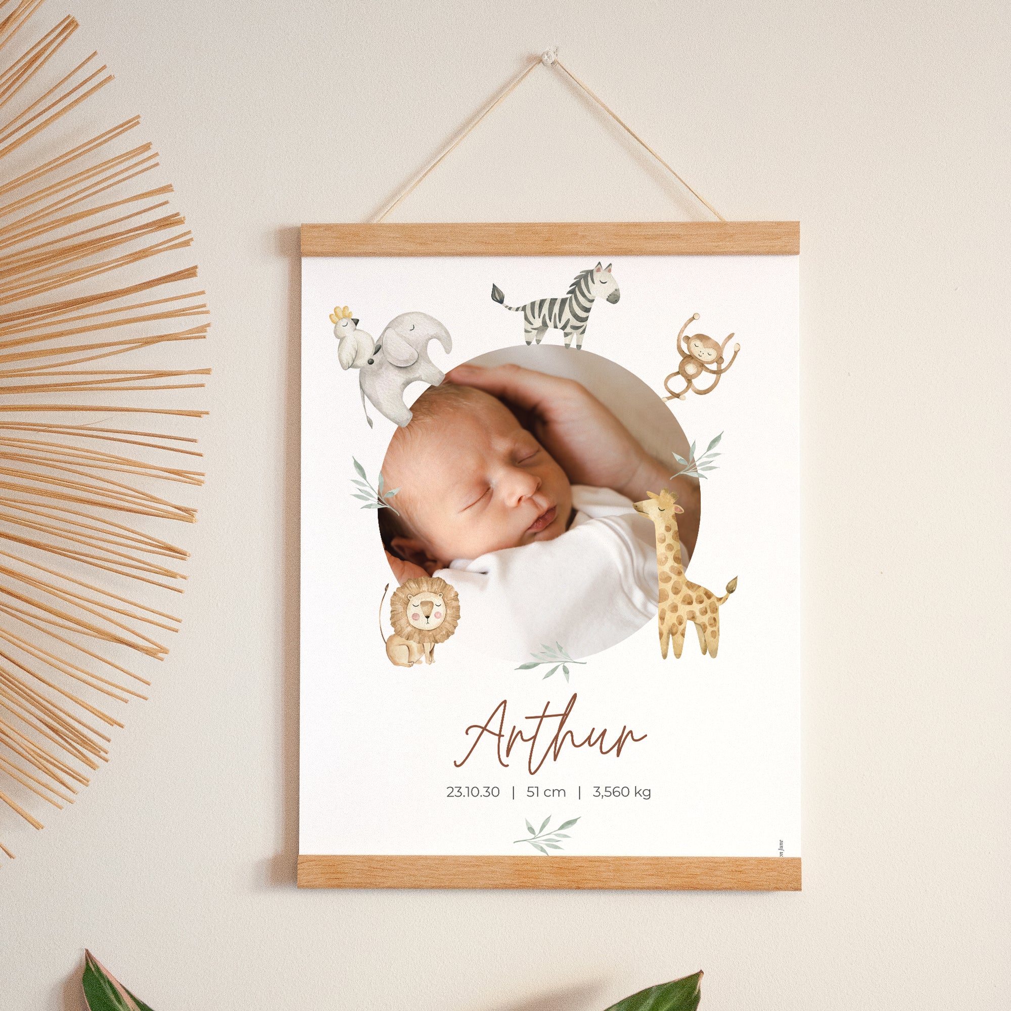 Affiche Naissance Portrait 30 x 40 cm Jungle Happiness photo N° 1