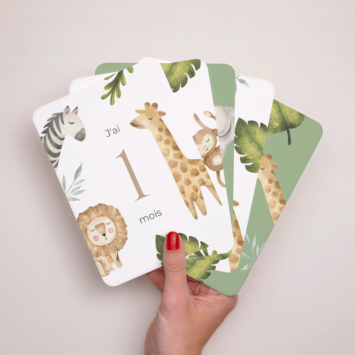 Carte étape bébé Naissance Lot de 12 Jungle Happiness photo N° 1