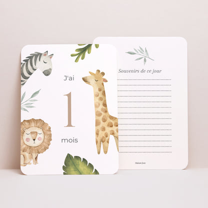 Carte étape bébé Naissance Lot de 12 Jungle Happiness photo N° 2