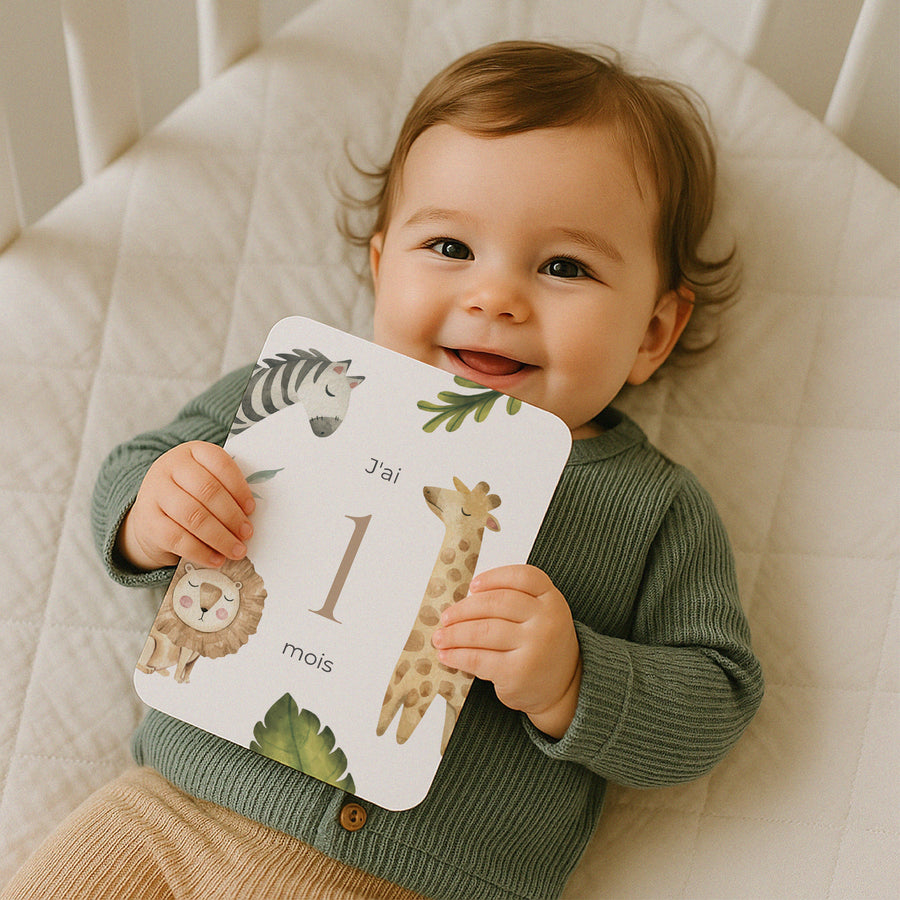 Carte étape bébé Naissance Lot de 12 Jungle Happiness photo