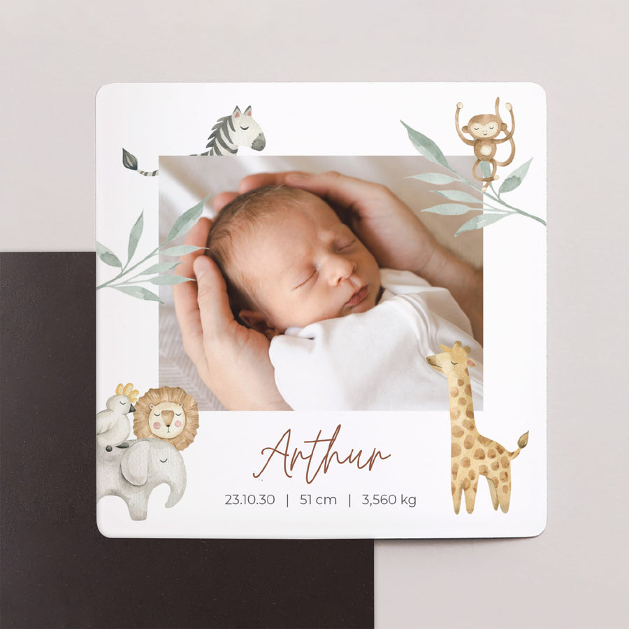 Faire-part Naissance Lot de 9, magnétique Jungle Happiness photo