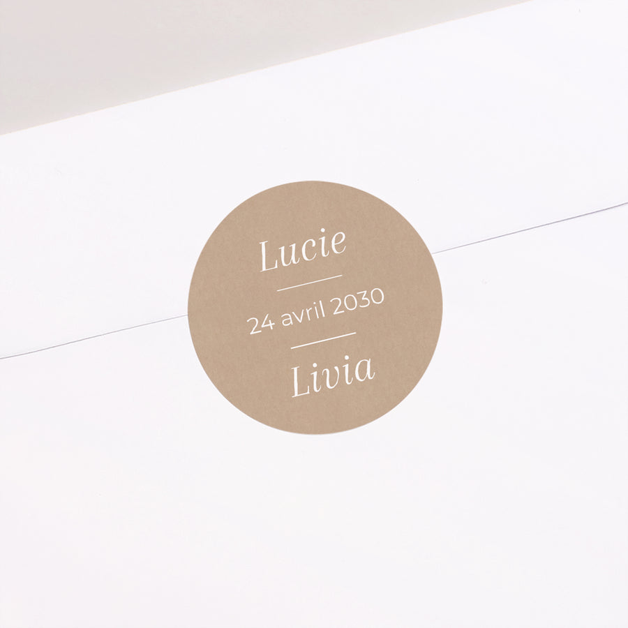 Sticker Naissance Rond Composition naissance kraft photo