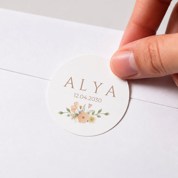 Sticker Naissance Rond Floralia photo