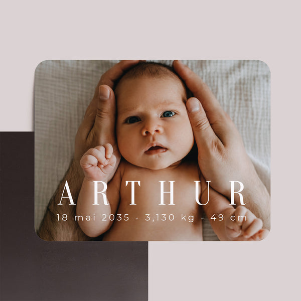 Faire-part Naissance Lot de 8, magnétique, paysage, rectangle coins arrondis Photographique Basique photo